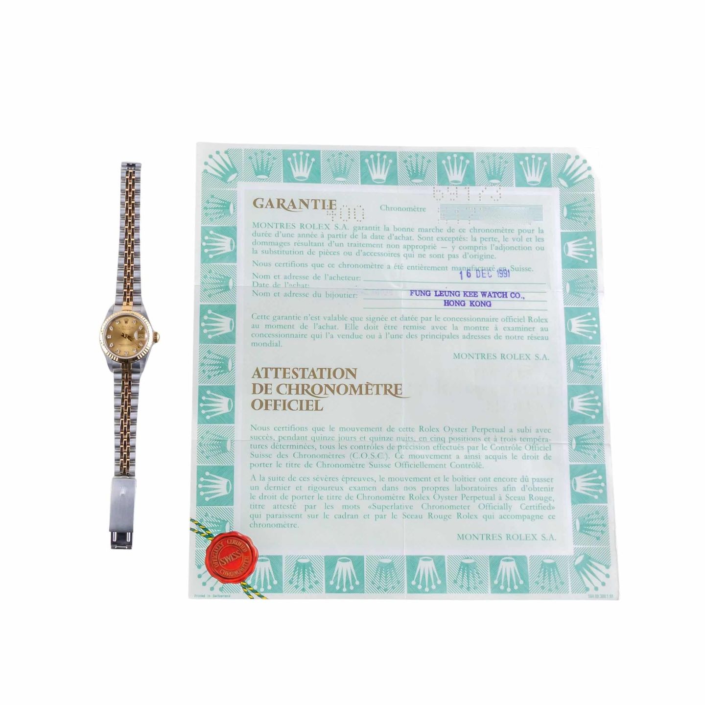 Rolex Lady-Datejust 69173 (1991) - Champagne dial 26 mm Gold/Steel case (8/8)