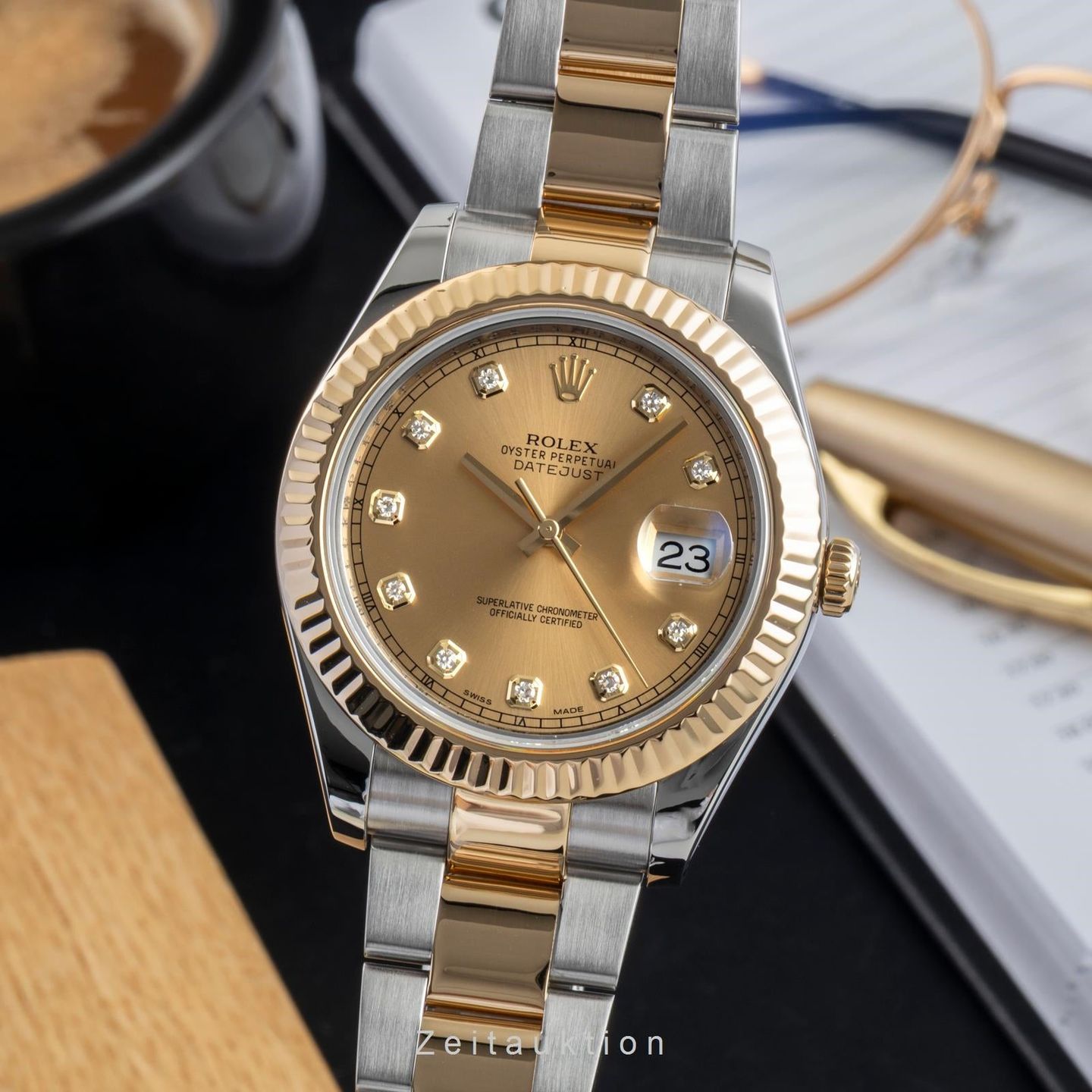 Rolex Datejust II 116333 (2014) - Champagne wijzerplaat 41mm Goud/Staal (1/8)