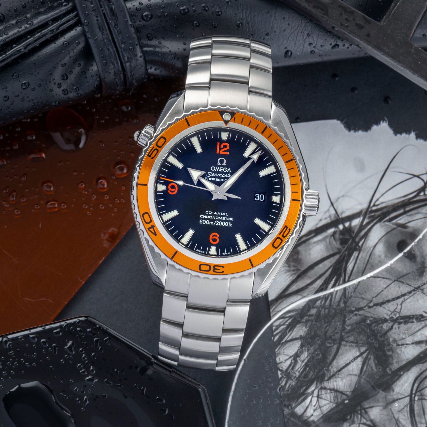 Omega Seamaster Planet Ocean 2208.50.00 (Onbekend (willekeurig serienummer)) - Zwart wijzerplaat 46mm Staal (1/8)