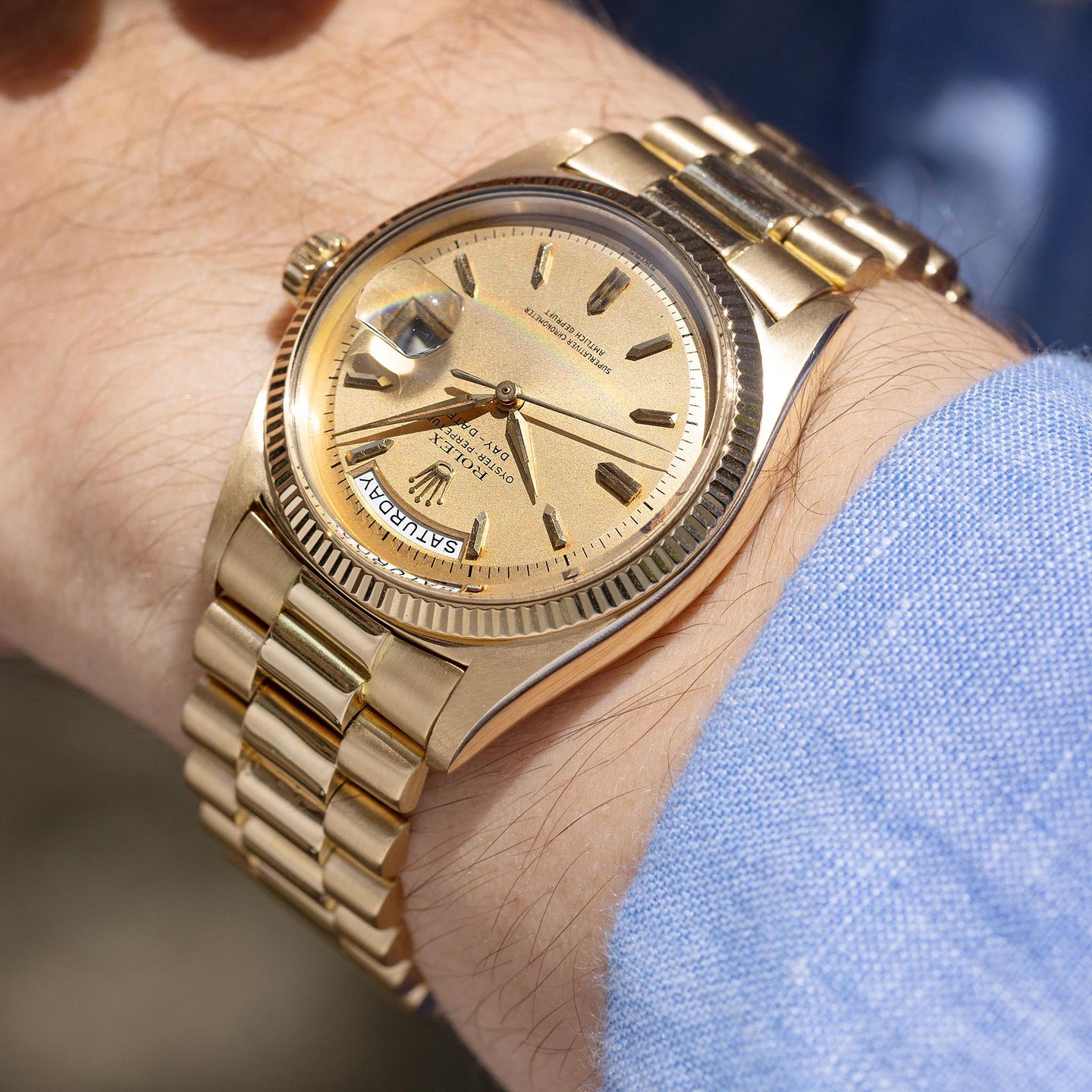 Rolex Day-Date 1803 (1960) - Champagne dial 36 mm Yellow Gold case (1/8)