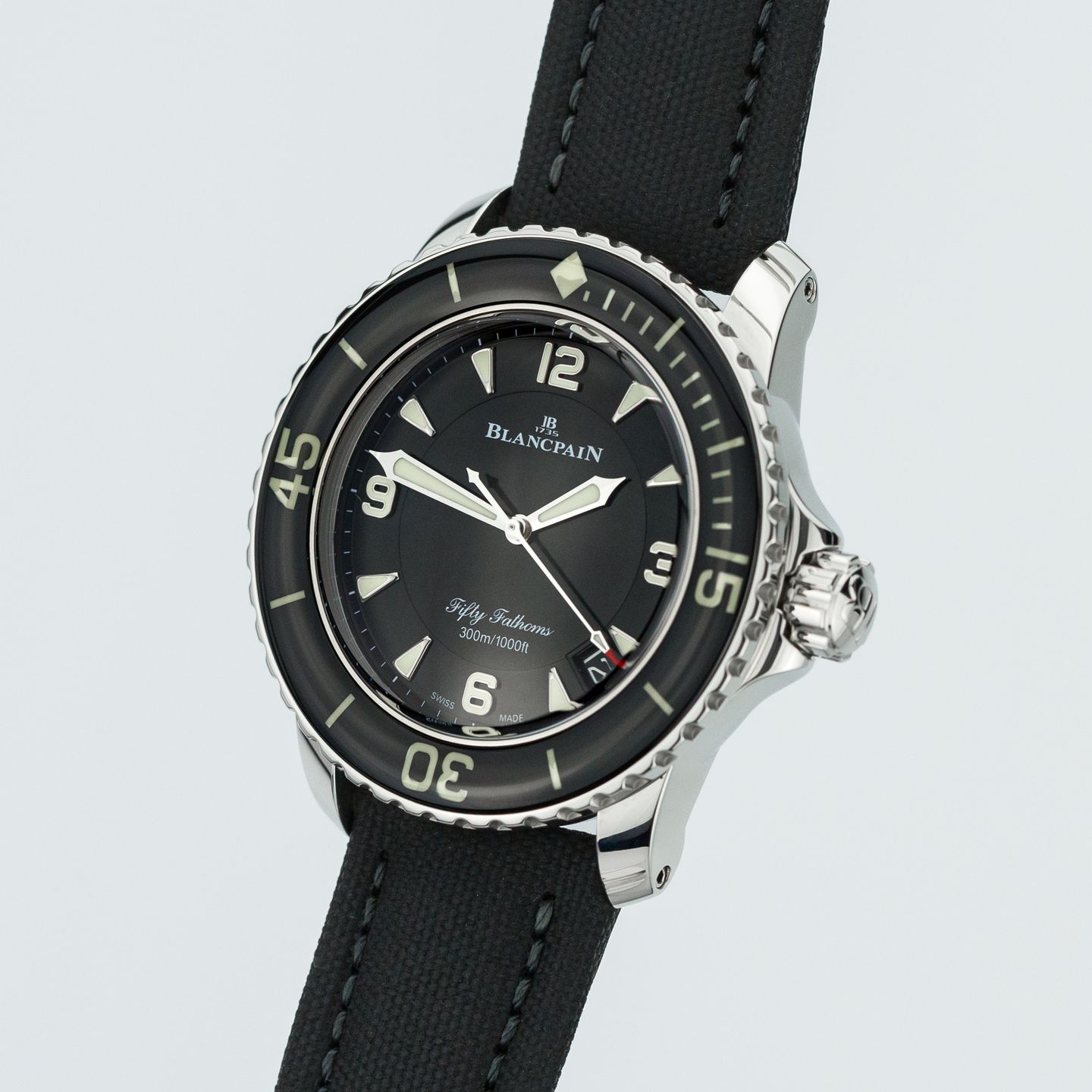 Blancpain Fifty Fathoms 5015-1130-52A (2023) - Zwart wijzerplaat 45mm Staal (3/8)