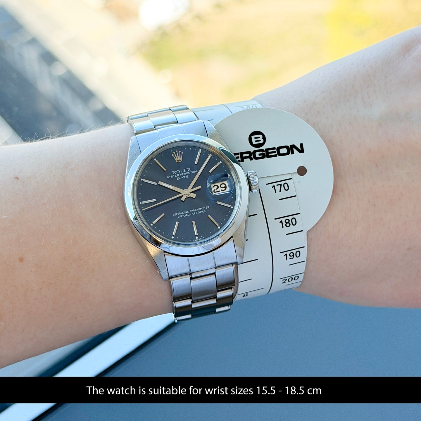 Rolex Oyster Perpetual Date 1500 (1969) - Blauw wijzerplaat 34mm Staal (2/8)