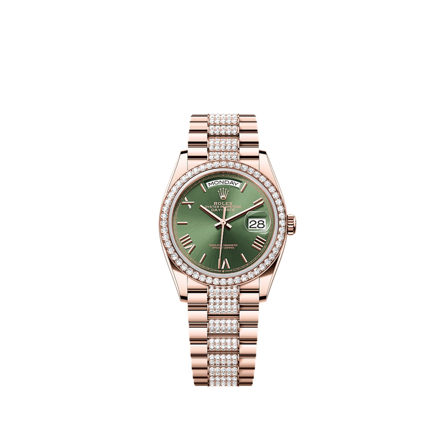 Rolex Day-Date 36 128345RBR (2025) - Groen wijzerplaat 36mm Roségoud (1/1)