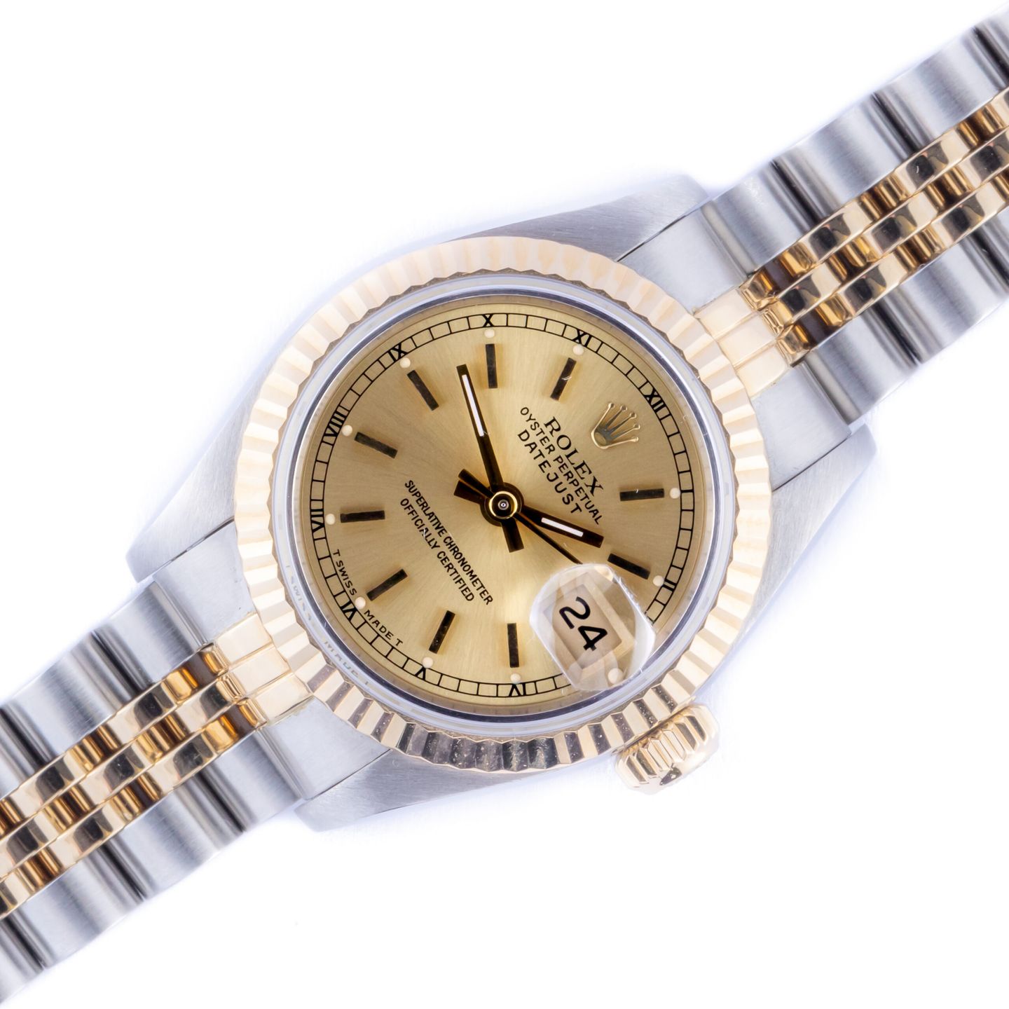 Rolex Lady-Datejust 69173 (1988) - Champagne wijzerplaat 26mm Goud/Staal (1/8)