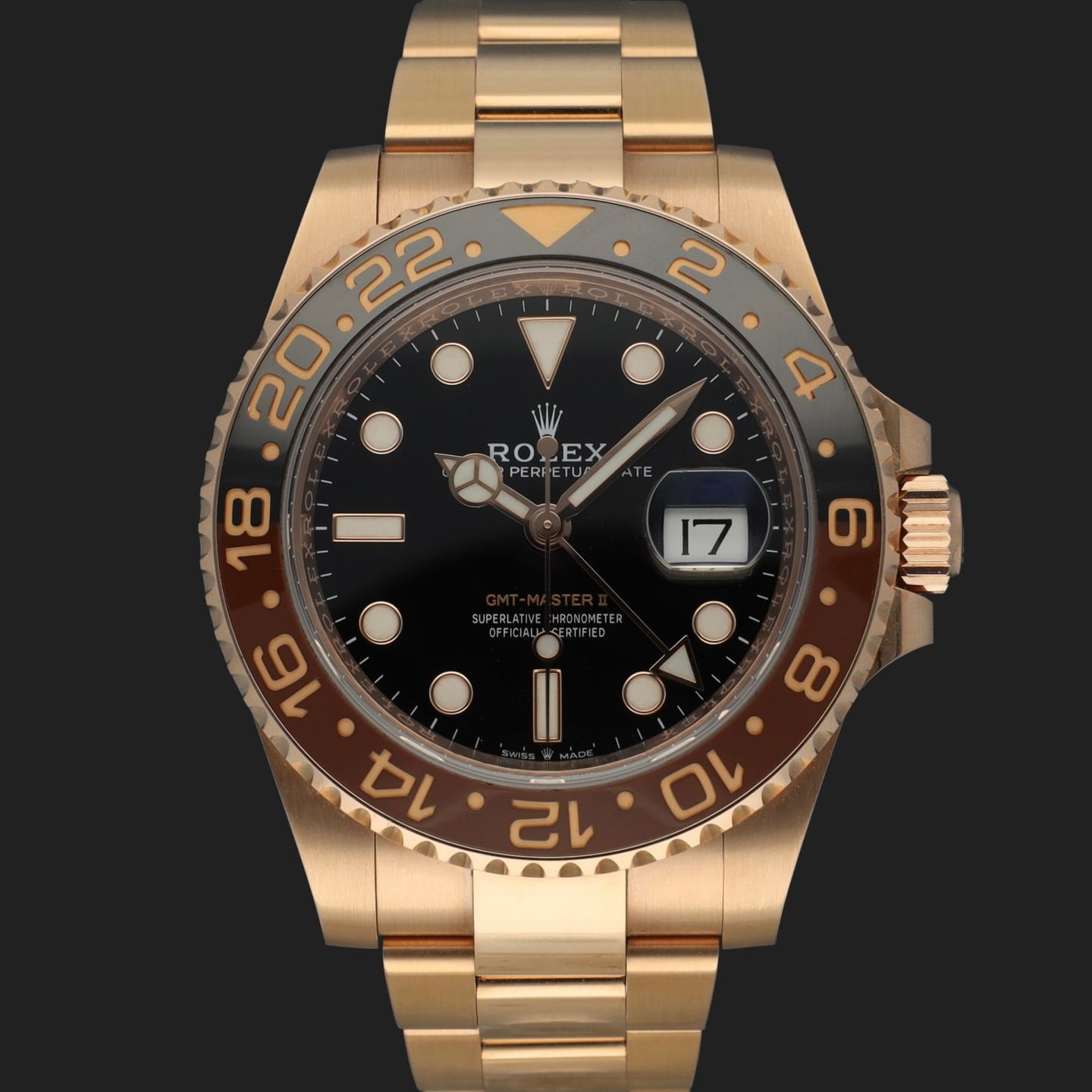 Rolex GMT-Master II 126715CHNR (2018) - Black dial 40 mm Rose Gold case (3/8)