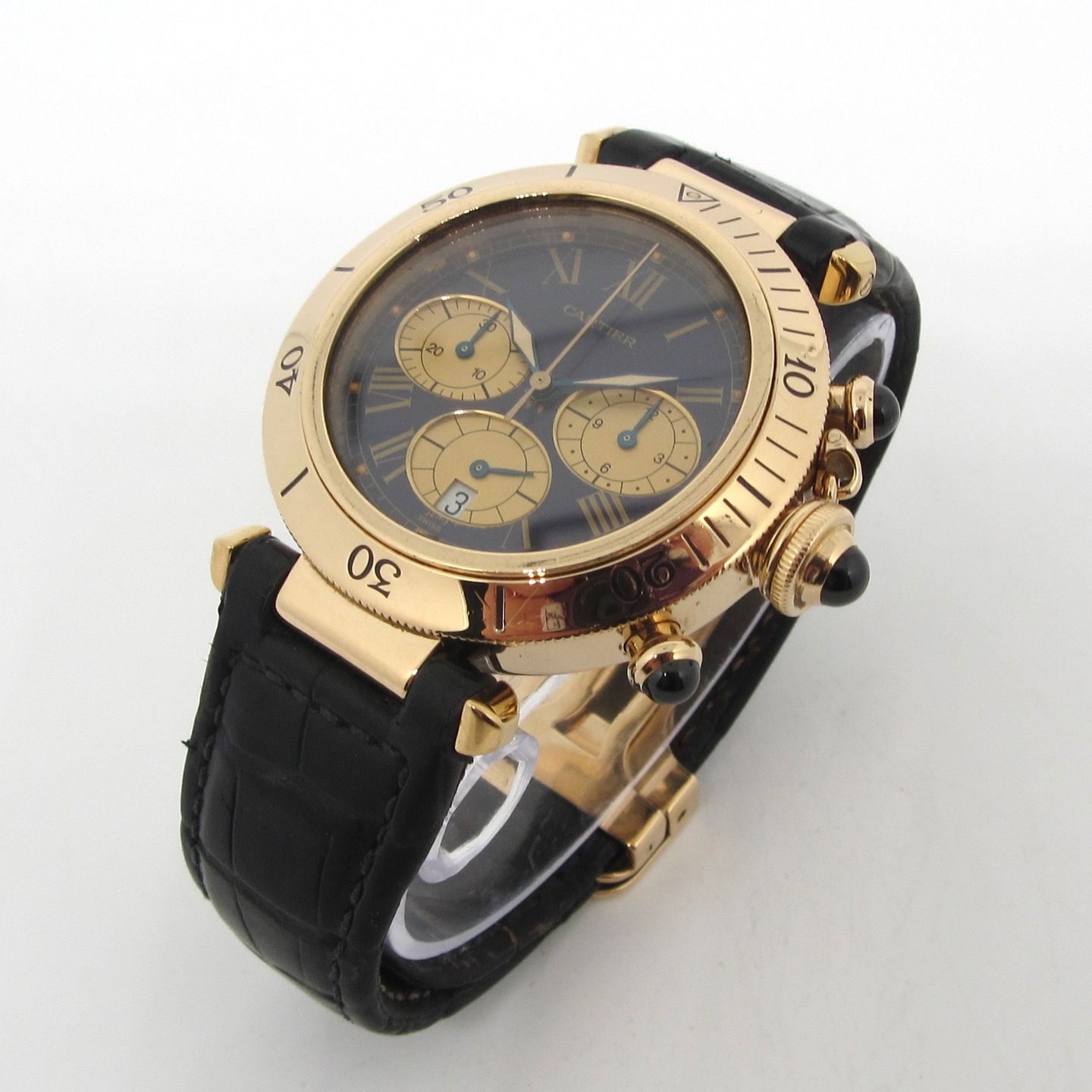 Cartier Pasha C 0960 1 (Unknown (random serial)) - Black dial 38 mm Yellow Gold case (5/5)