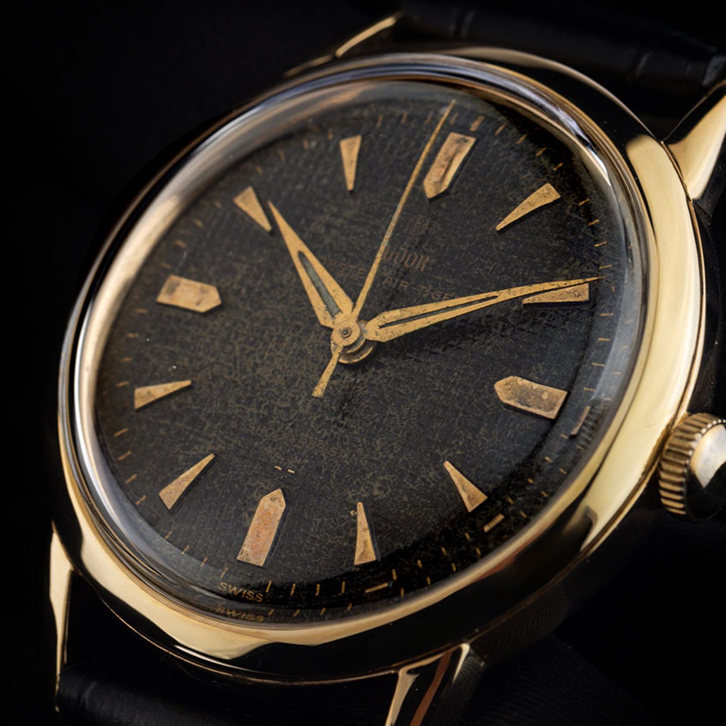 Tudor Vintage 7957 (1960) - Black dial 42 mm Gold/Steel case (3/8)