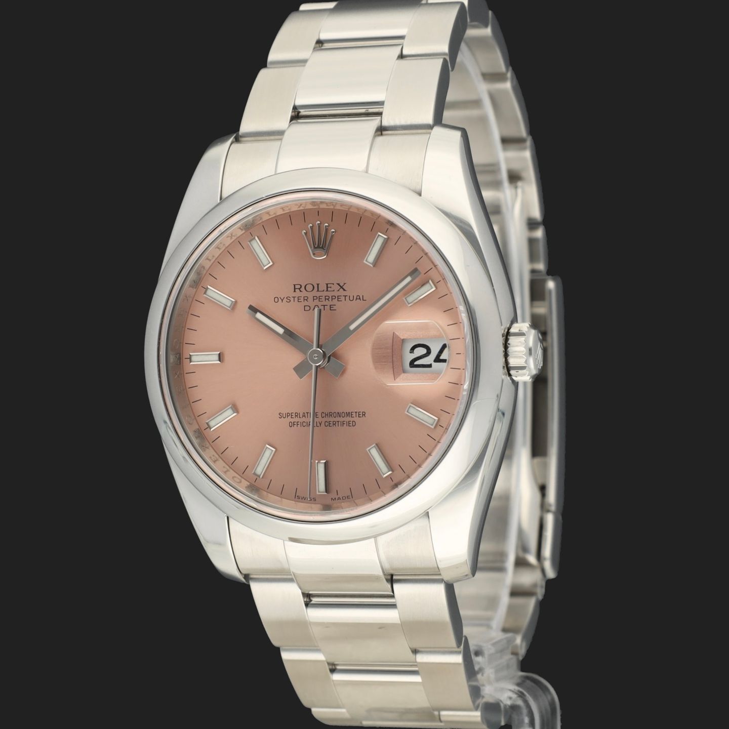 Rolex Oyster Perpetual Date 115200 (2010) - Roze wijzerplaat 34mm Staal (1/8)