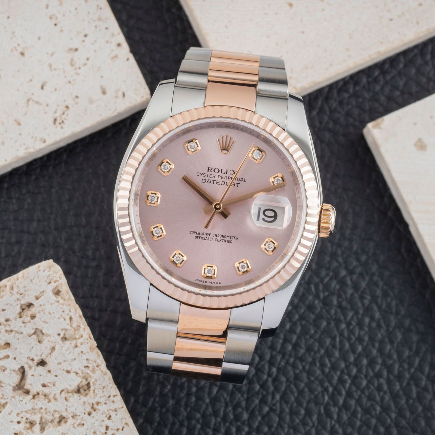 Rolex Datejust 36 116231 (2010) - Pink dial 36 mm Gold/Steel case (1/8)