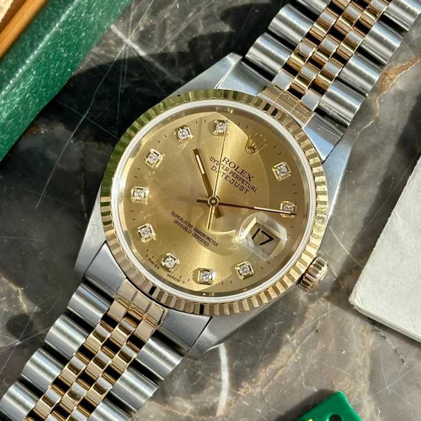 Rolex Datejust 36 16233 (1995) - Gold dial 36 mm Gold/Steel case (6/8)