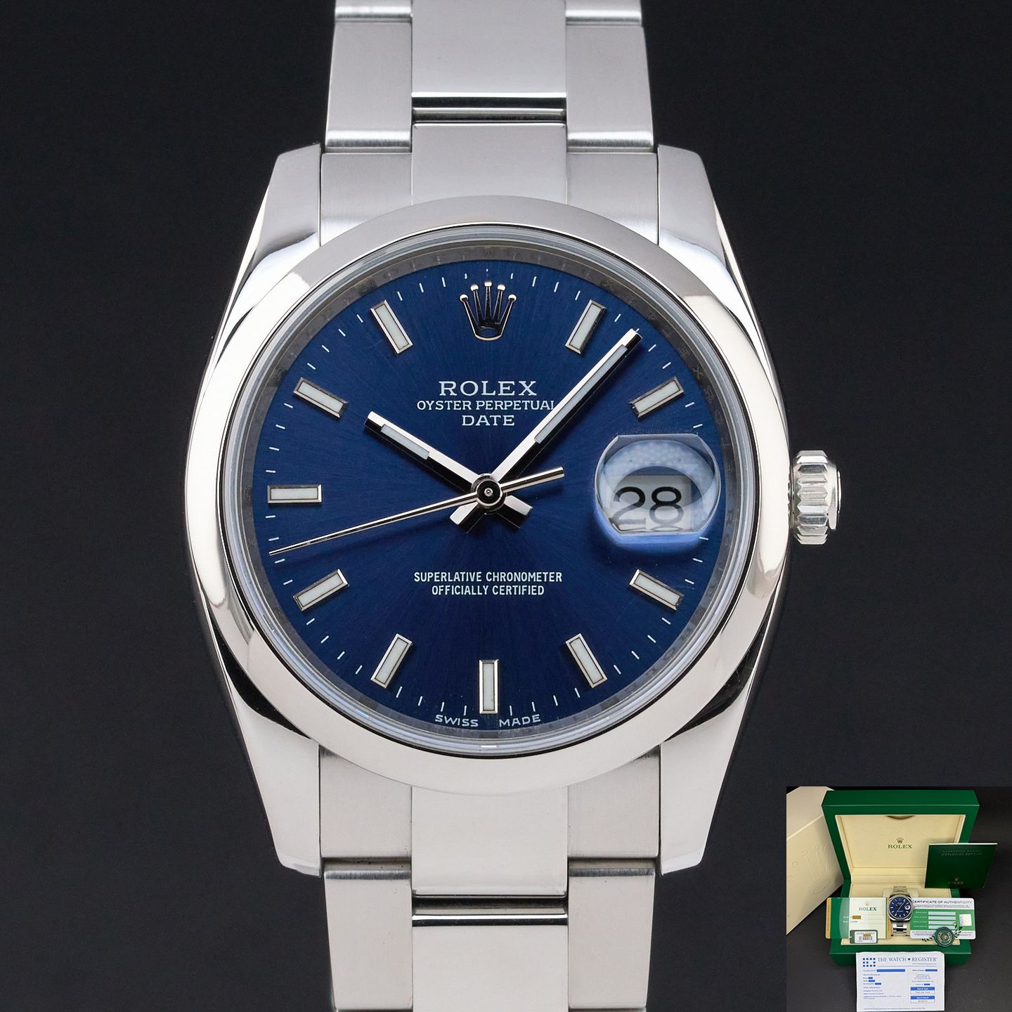 Rolex Oyster Perpetual Date 115200 (Unknown (random serial)) - 34 mm Steel case (1/8)