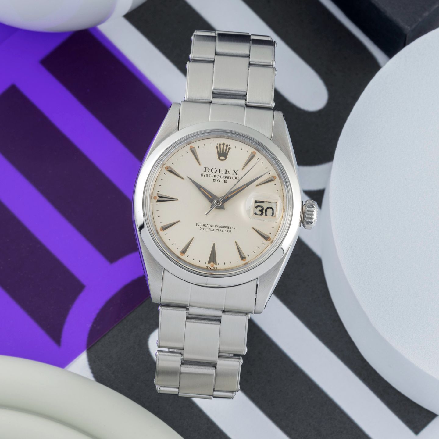 Rolex Oyster Perpetual Date 1500 (1961) - 34mm Staal (1/8)