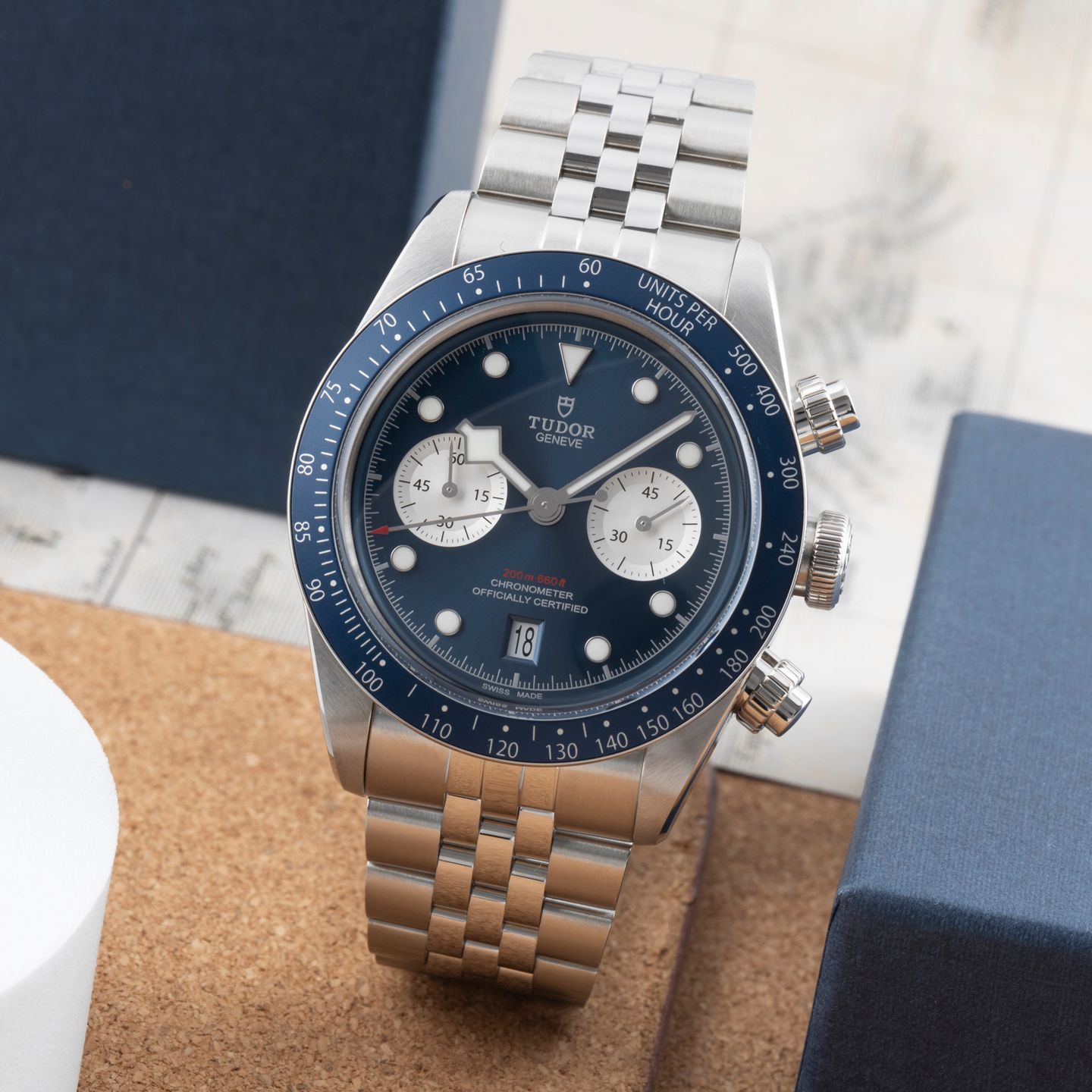 Tudor Black Bay Chrono 79360B (Unknown (random serial)) - Blue dial 41 mm Steel case (1/8)