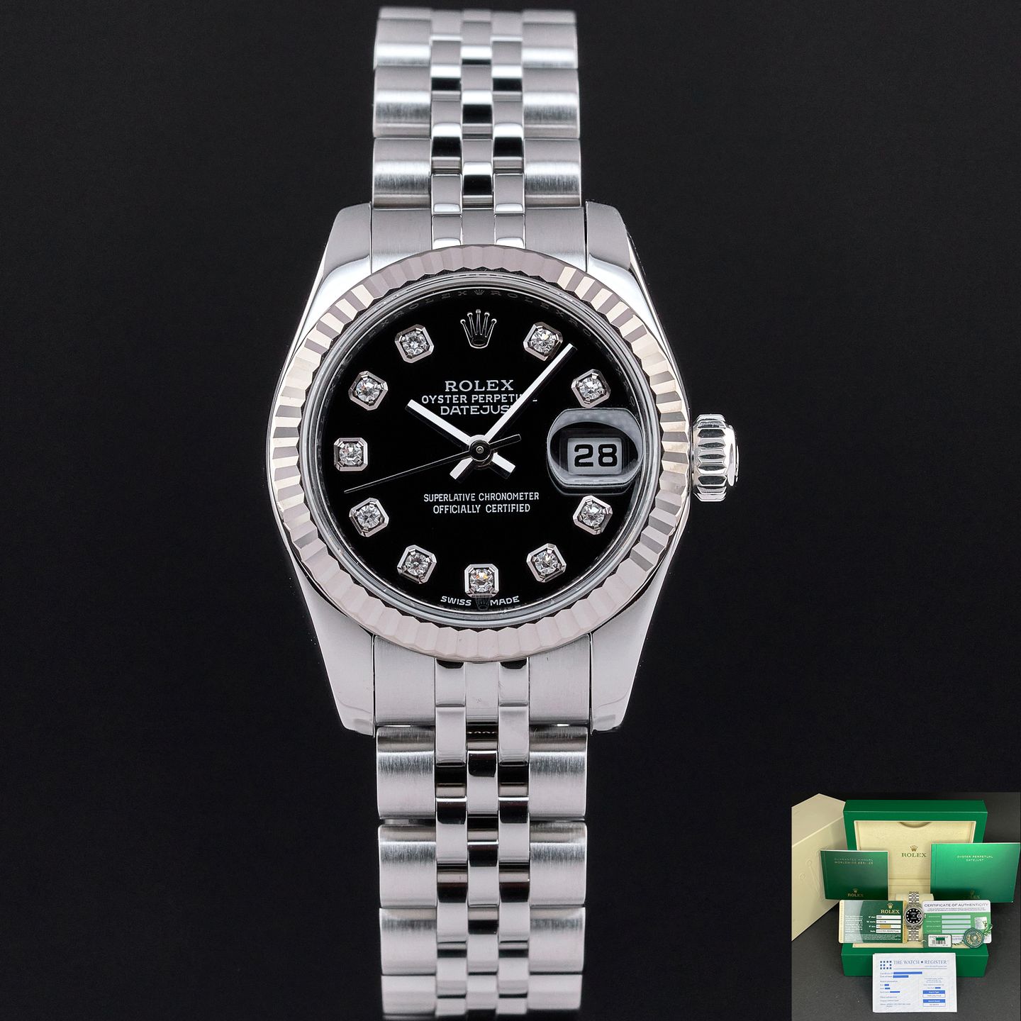Rolex Lady-Datejust 179174 (2014) - Black dial 26 mm Steel case (1/8)