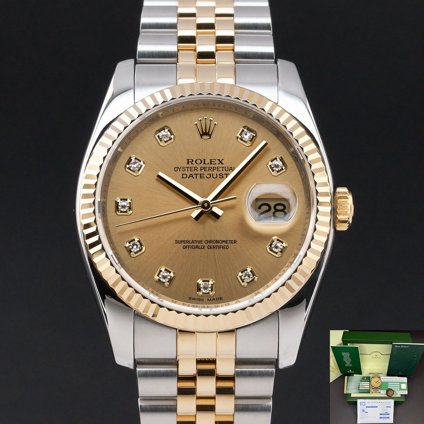Rolex Datejust 36 116233 (2009) - 36mm Goud/Staal (1/8)