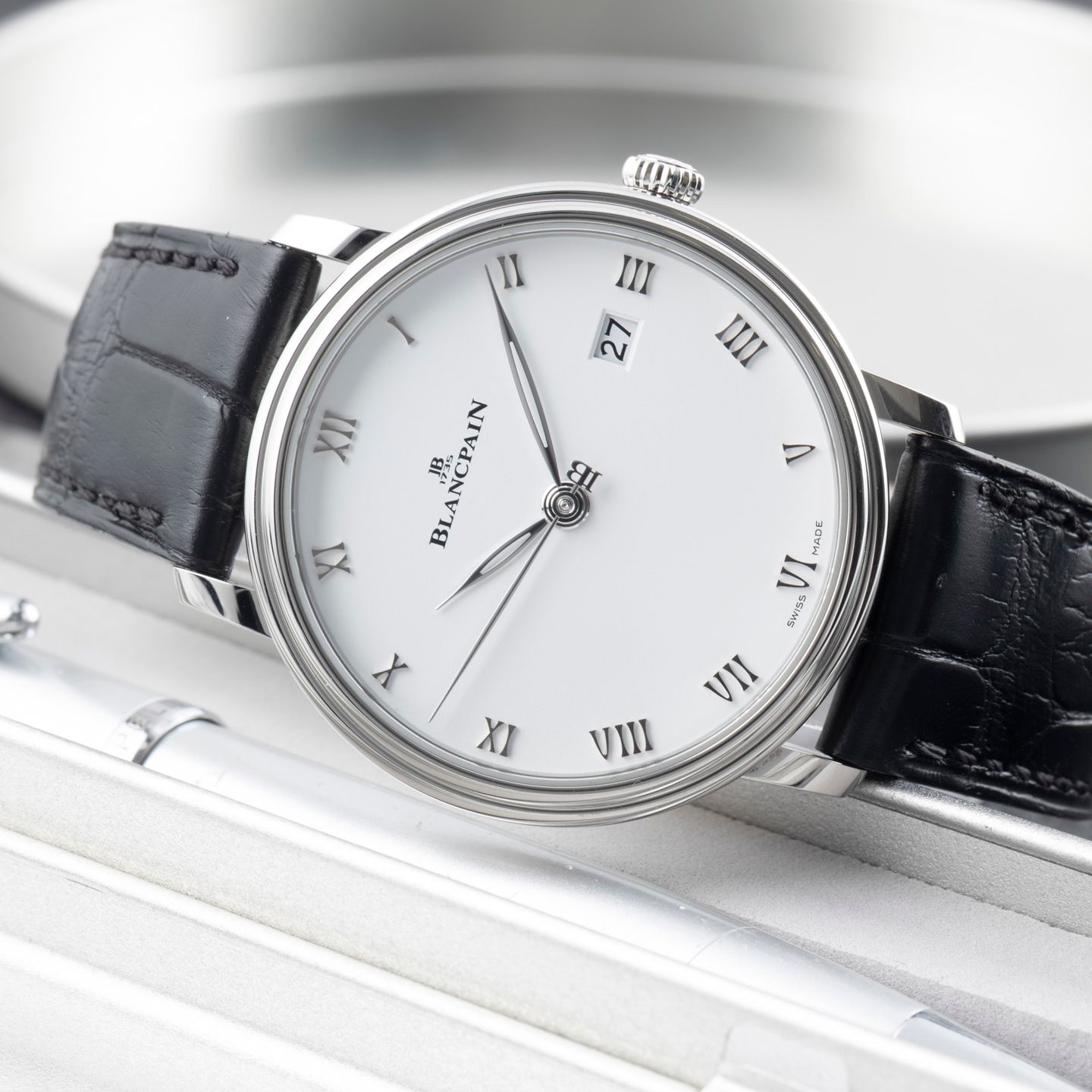 Blancpain Villeret Ultra-Slim 6224-1127-55B (Unknown (random serial)) - White dial 39 mm Steel case (2/8)