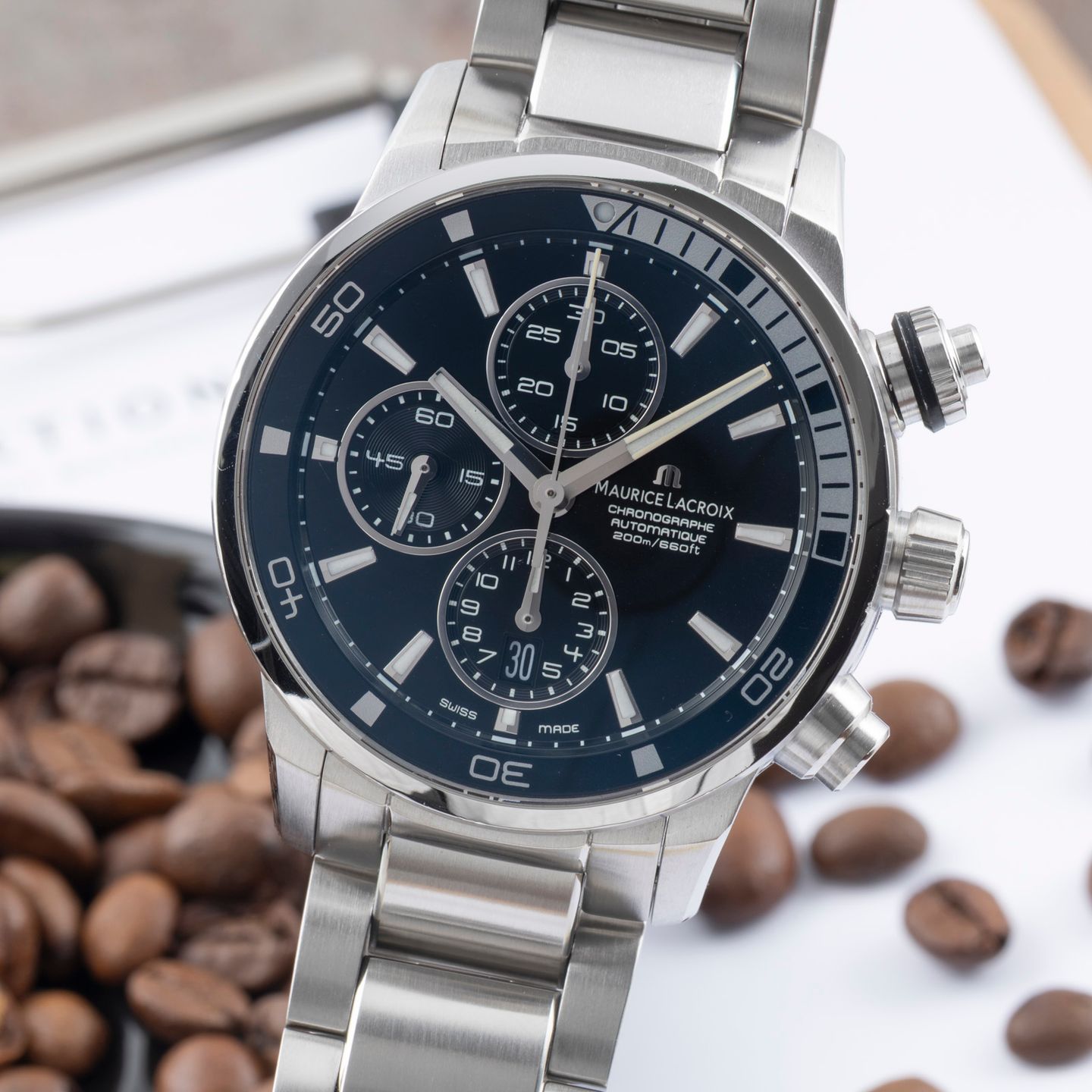 Maurice Lacroix Pontos S PT6008-SS002-330-1 (Onbekend (willekeurig serienummer)) - Zwart wijzerplaat 43mm Staal (3/8)