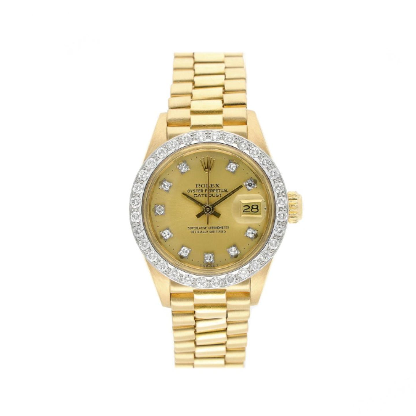 Rolex Lady-Datejust 6913 (1979) - Champagne wijzerplaat 26mm Geelgoud (1/5)