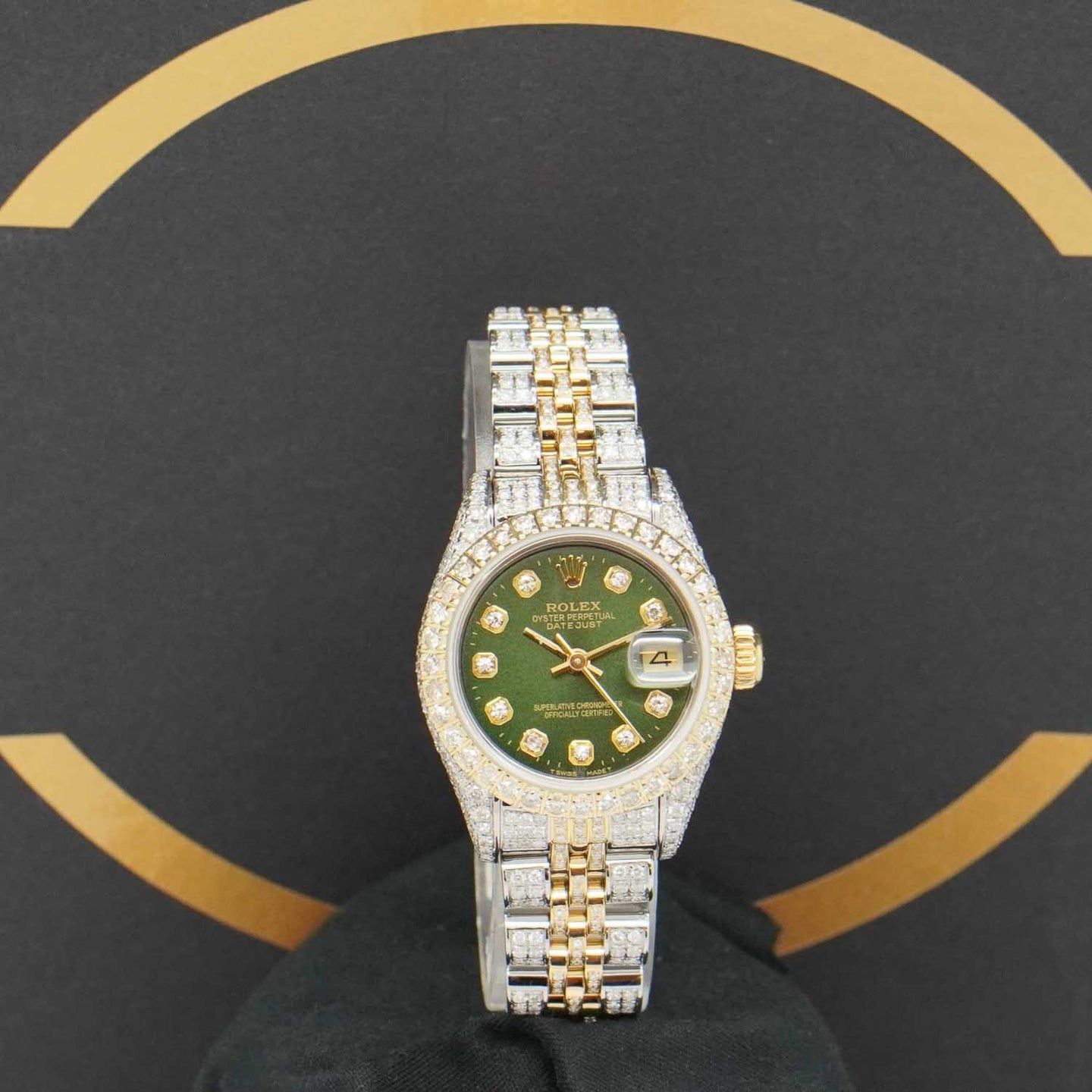 Rolex Lady-Datejust 69173 (1986) - Green dial 26 mm Gold/Steel case (7/7)