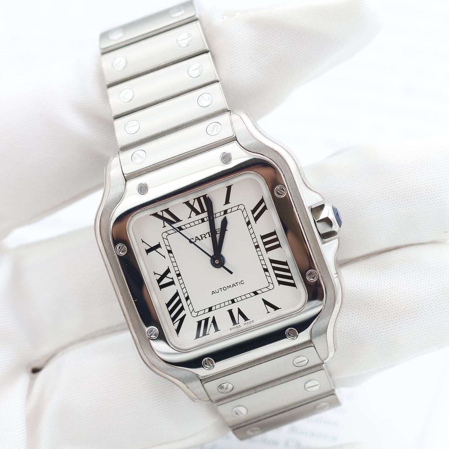 Cartier Santos WSSA0030 (Onbekend (willekeurig serienummer)) - Blauw wijzerplaat 40mm Staal (6/8)