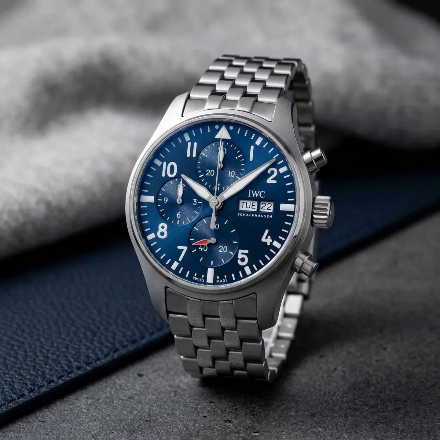 IWC Pilot Chronograph IW388102 (2021) - Blauw wijzerplaat 41mm Staal (3/8)
