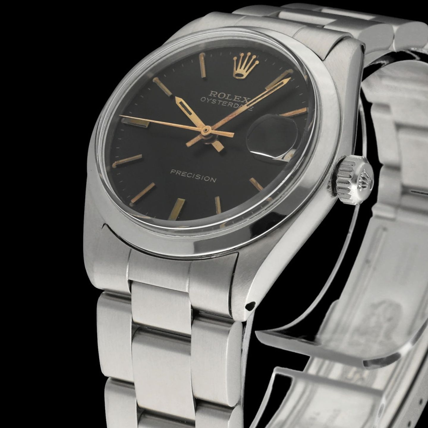 Rolex Oyster Precision 6466 (1960) - Zwart wijzerplaat 36mm Staal (6/7)