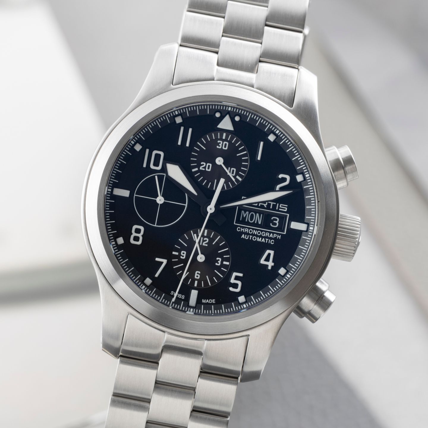 Fortis Unknown 656.10.141 (Unknown (random serial)) - Black dial 42 mm Steel case (3/8)