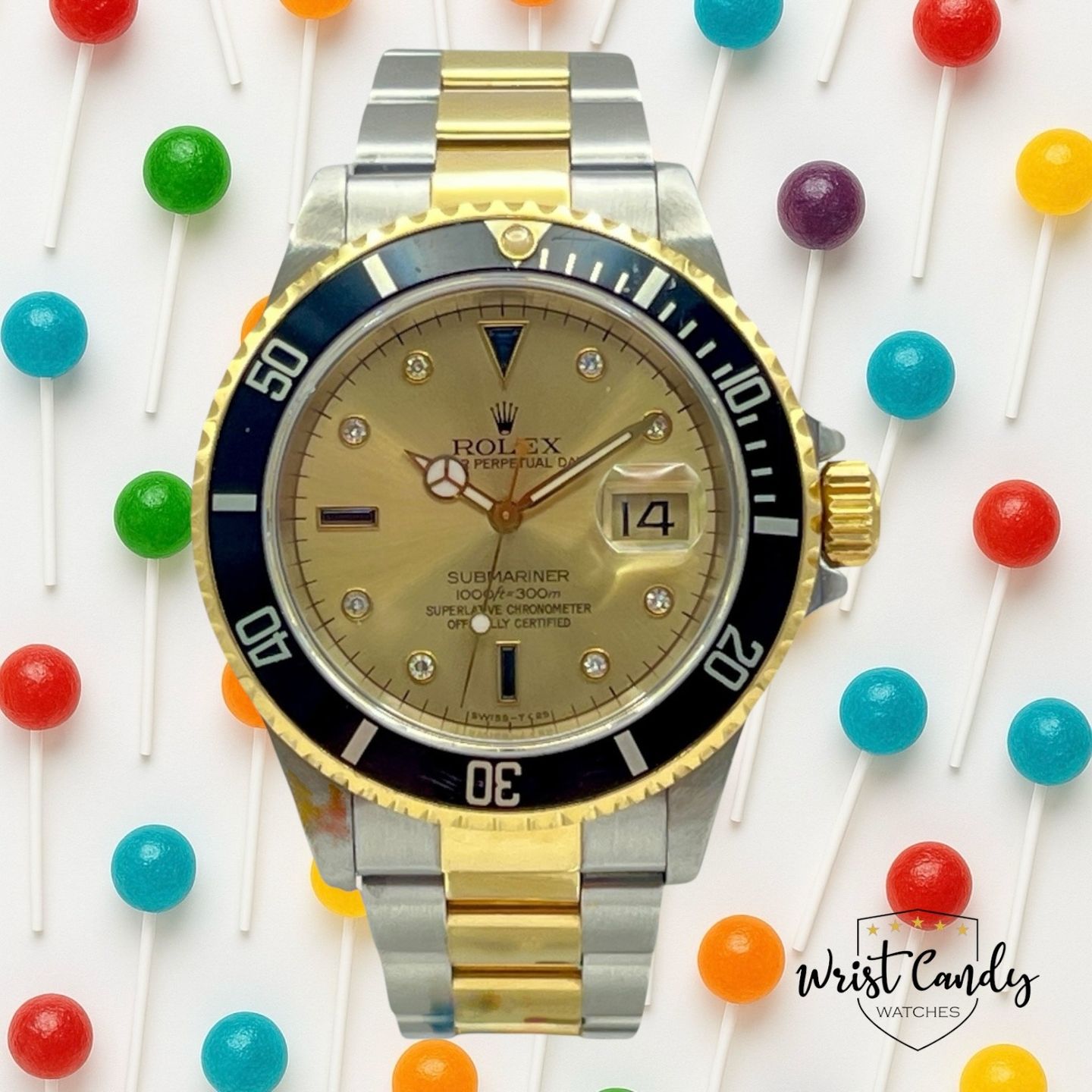 Rolex Submariner Date 16613LN (1998) - Black dial 40 mm Gold/Steel case (1/8)