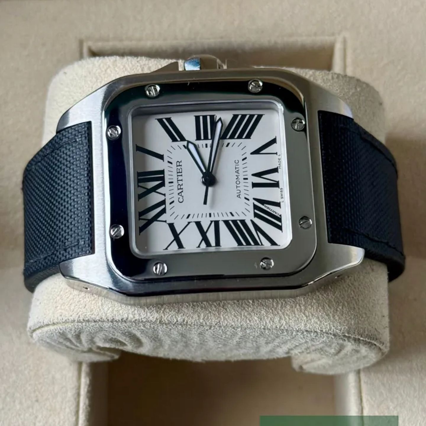 Cartier Santos 100 2656 (2006) - Wit wijzerplaat 38mm Staal (5/8)