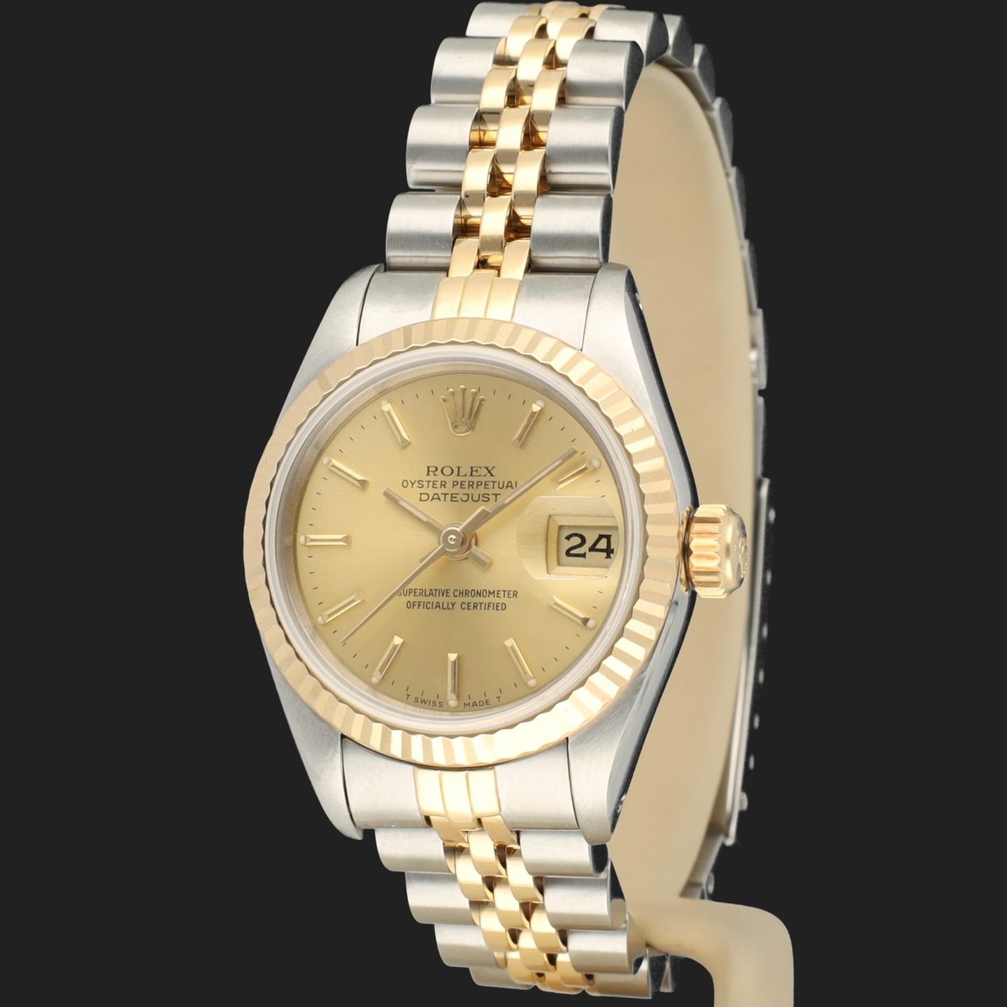 Rolex Lady-Datejust 69173 (Unknown (random serial)) - Champagne dial 26 mm Gold/Steel case (1/8)