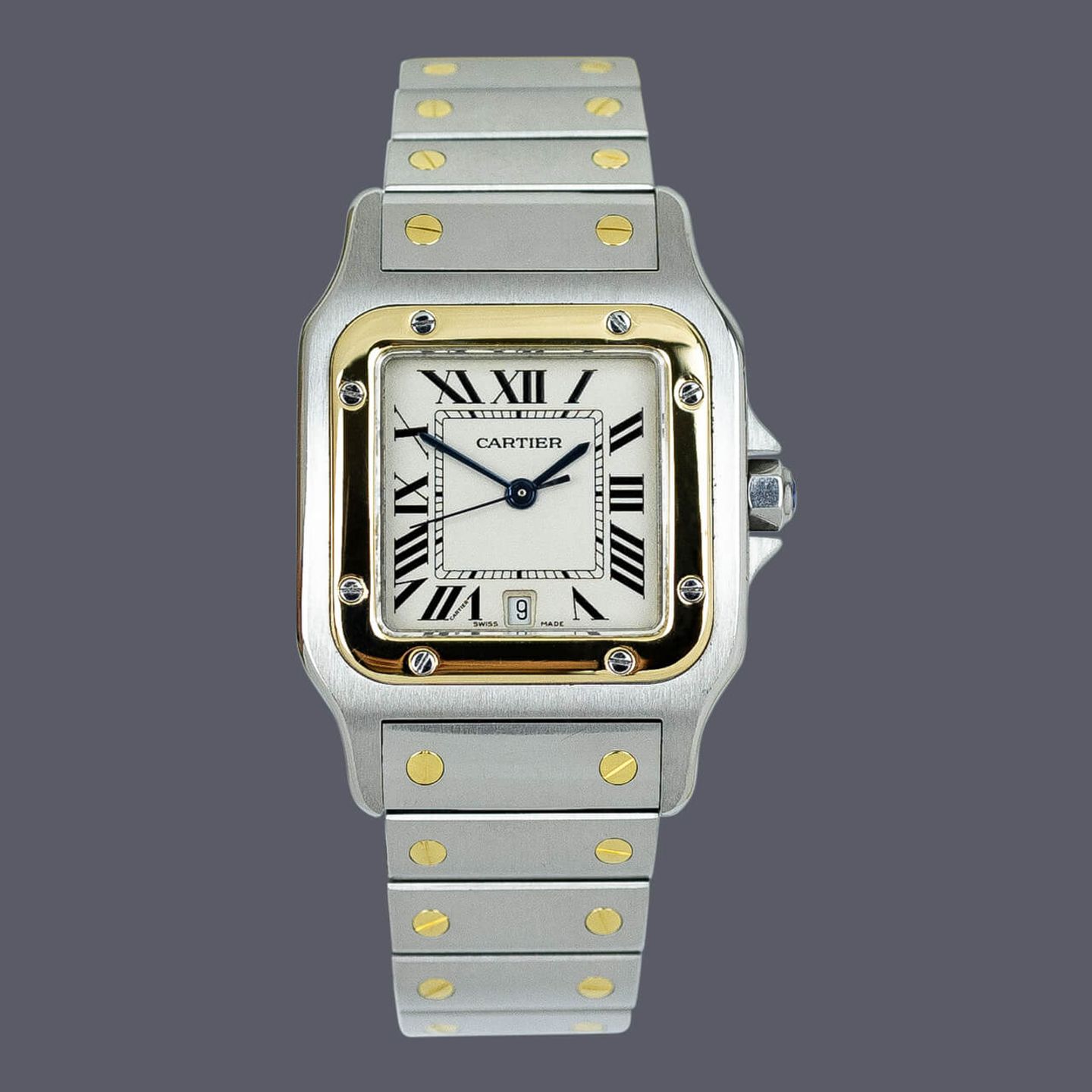 Cartier Santos Galbée W20011C4 (1990) - Silver dial 29 mm Gold/Steel case (1/1)
