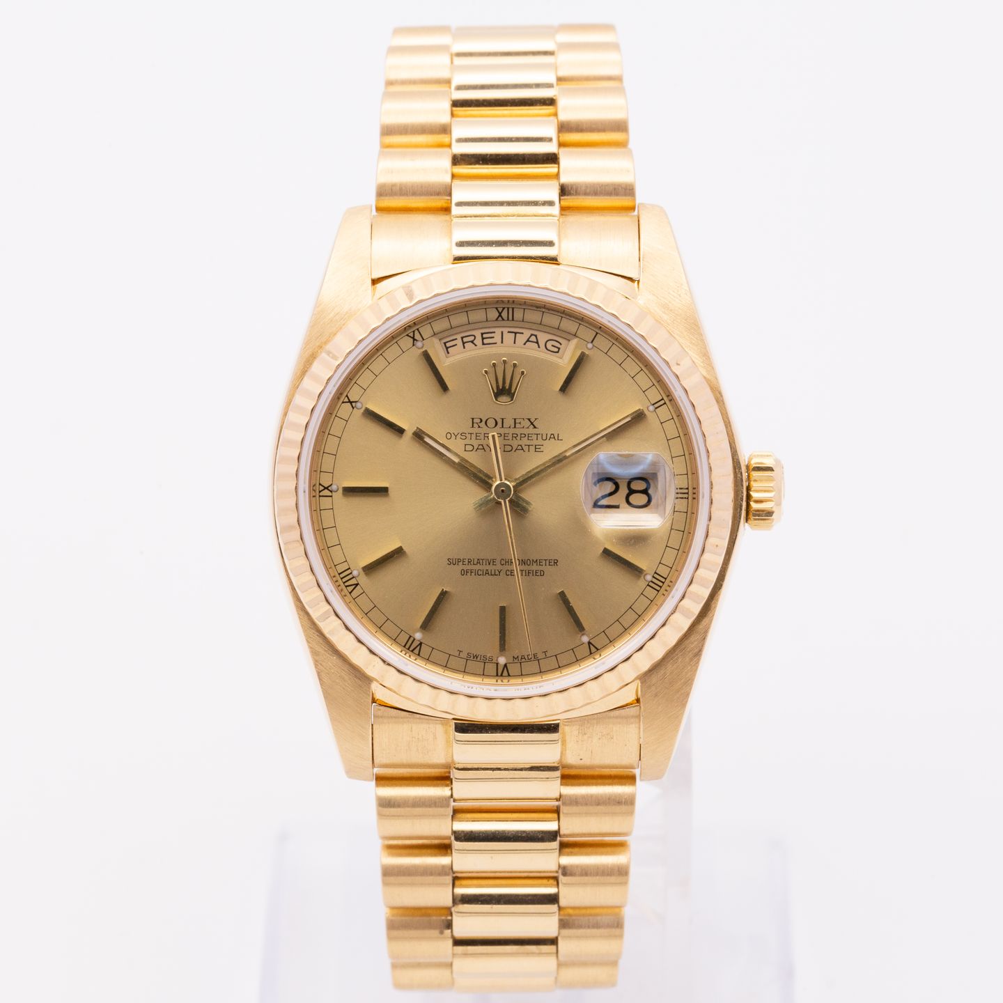 Rolex Day-Date 36 18038 (1984) - Champagne dial 36 mm Yellow Gold case (1/8)