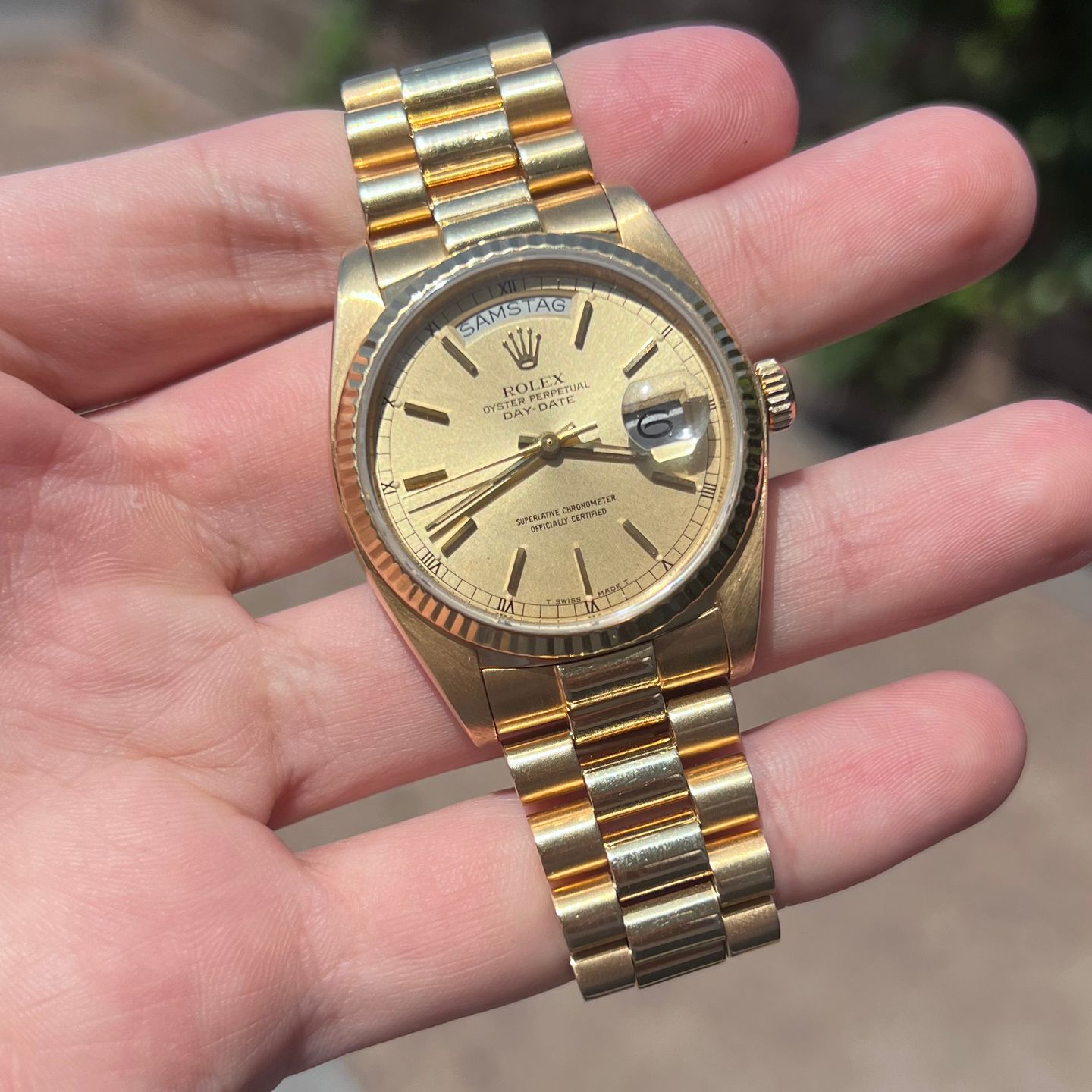 Rolex Day-Date 36 18038 (1989) - Champagne dial 36 mm Yellow Gold case (3/5)