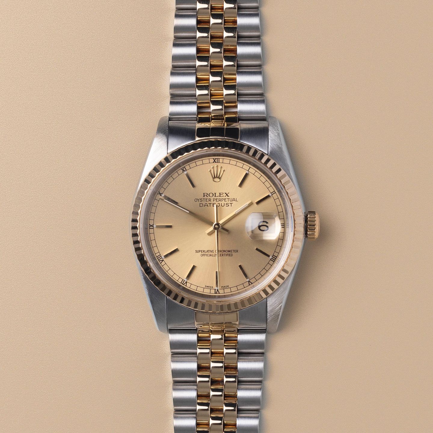 Rolex Datejust 36 16233 (1989) - Champagne dial 36 mm Gold/Steel case (1/4)