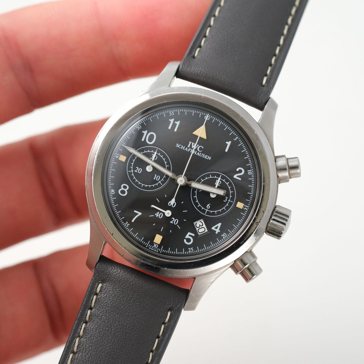 IWC Pilot Chronograph IW3740 (1990) - Zwart wijzerplaat 36mm Staal (5/8)