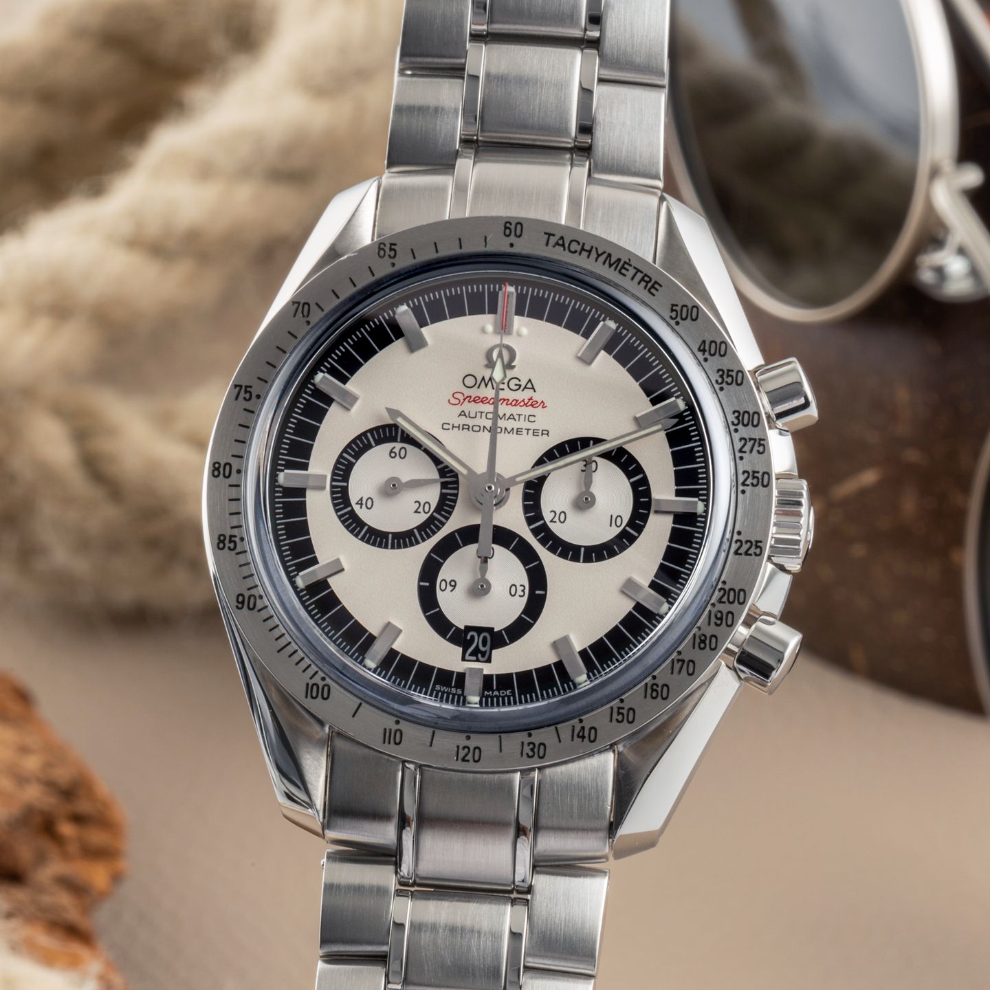 Omega Speedmaster 3506.31.00 (2005) - Wit wijzerplaat 42mm Staal (3/8)