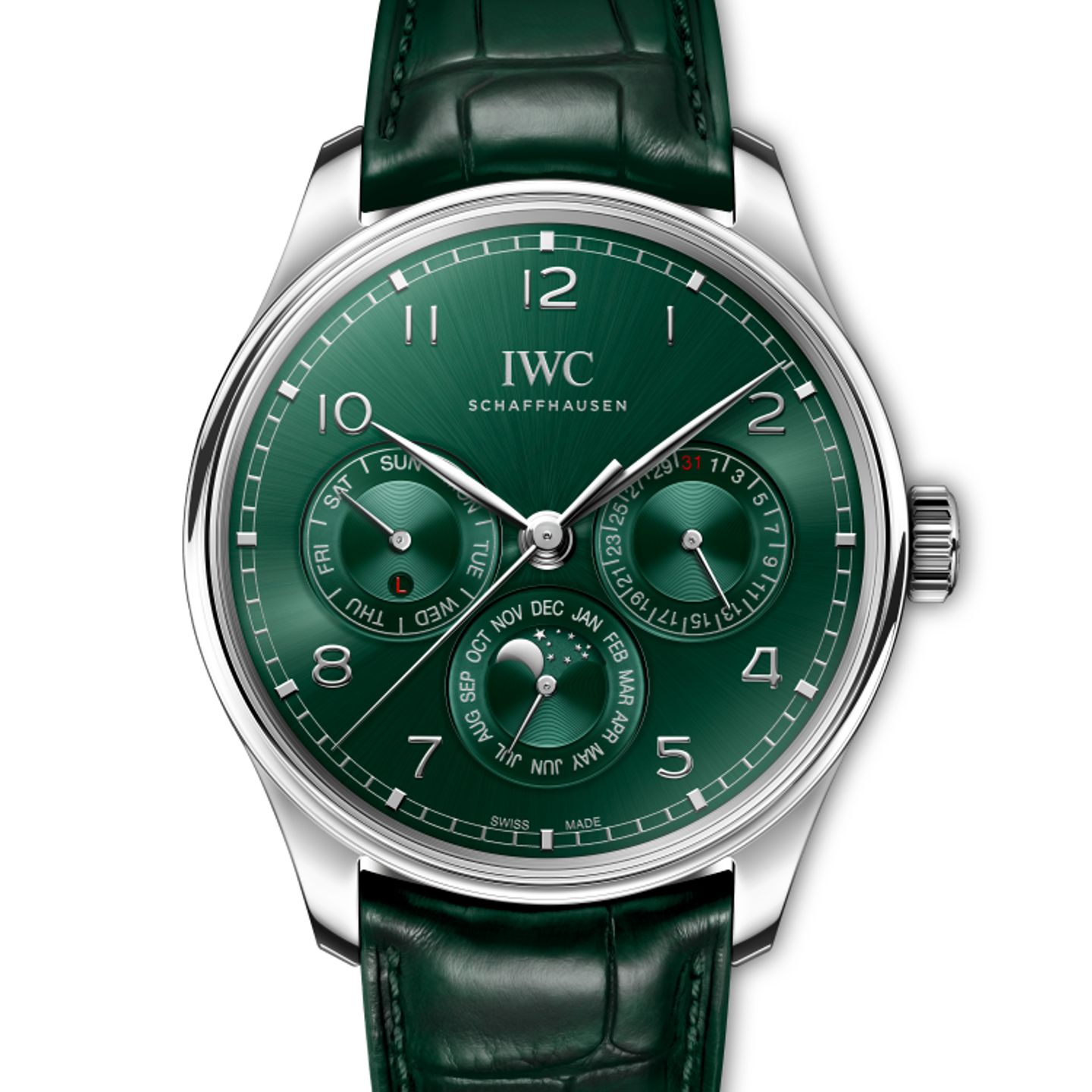 IWC Portuguese Perpetual Calendar IW344207 (2024) - Groen wijzerplaat 42mm Staal (1/1)