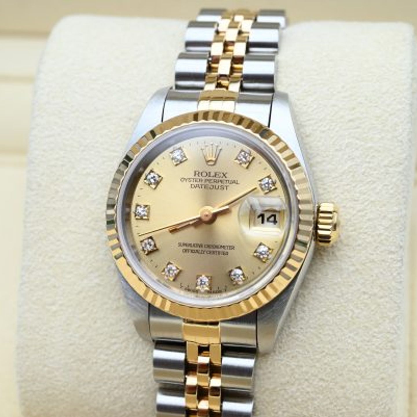 Rolex Lady-Datejust 69173 (1993) - Champagne wijzerplaat 26mm Goud/Staal (7/8)