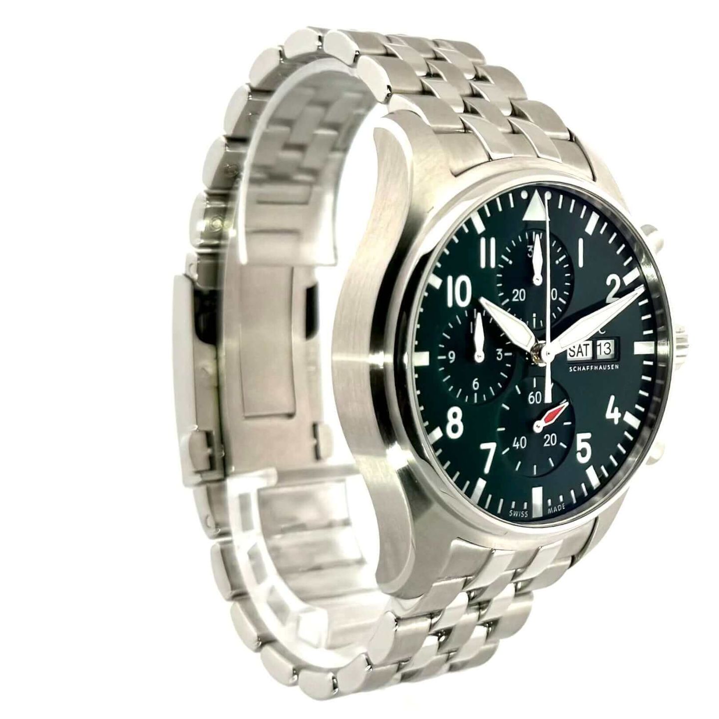 IWC Pilot Chronograph IW378006 (2024) - Groen wijzerplaat 43mm Staal (4/8)