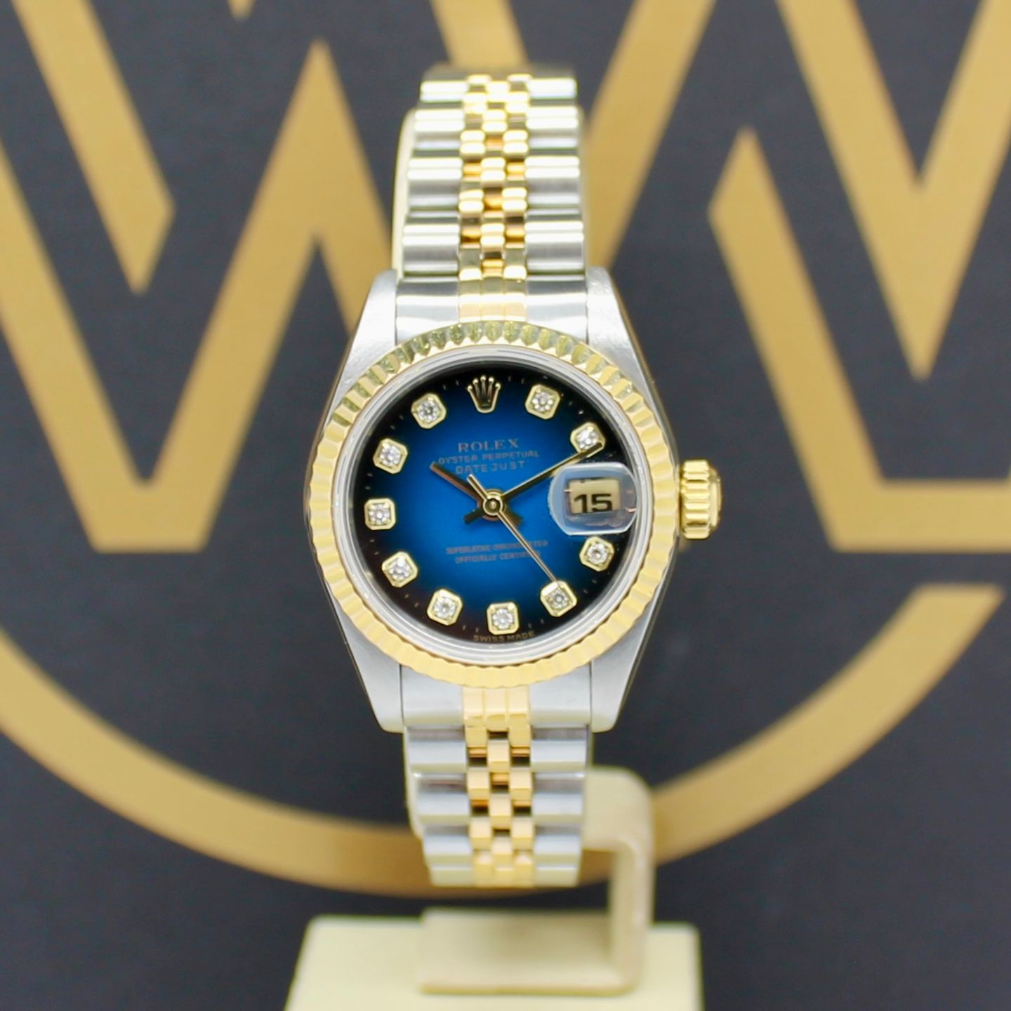 Rolex Lady-Datejust 69173 (1998) - Black dial 26 mm Gold/Steel case (1/7)