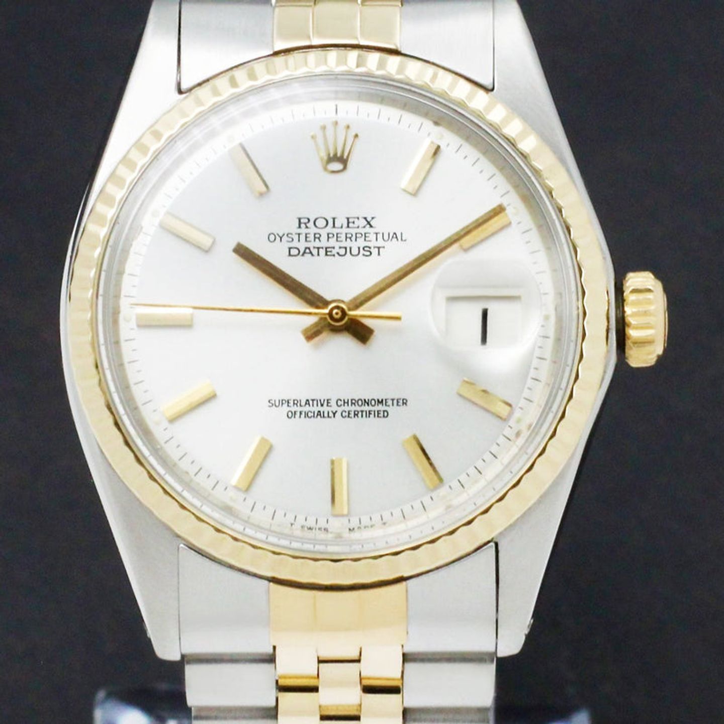 Rolex Datejust 1601 (1974) - Zilver wijzerplaat 36mm Goud/Staal (1/7)