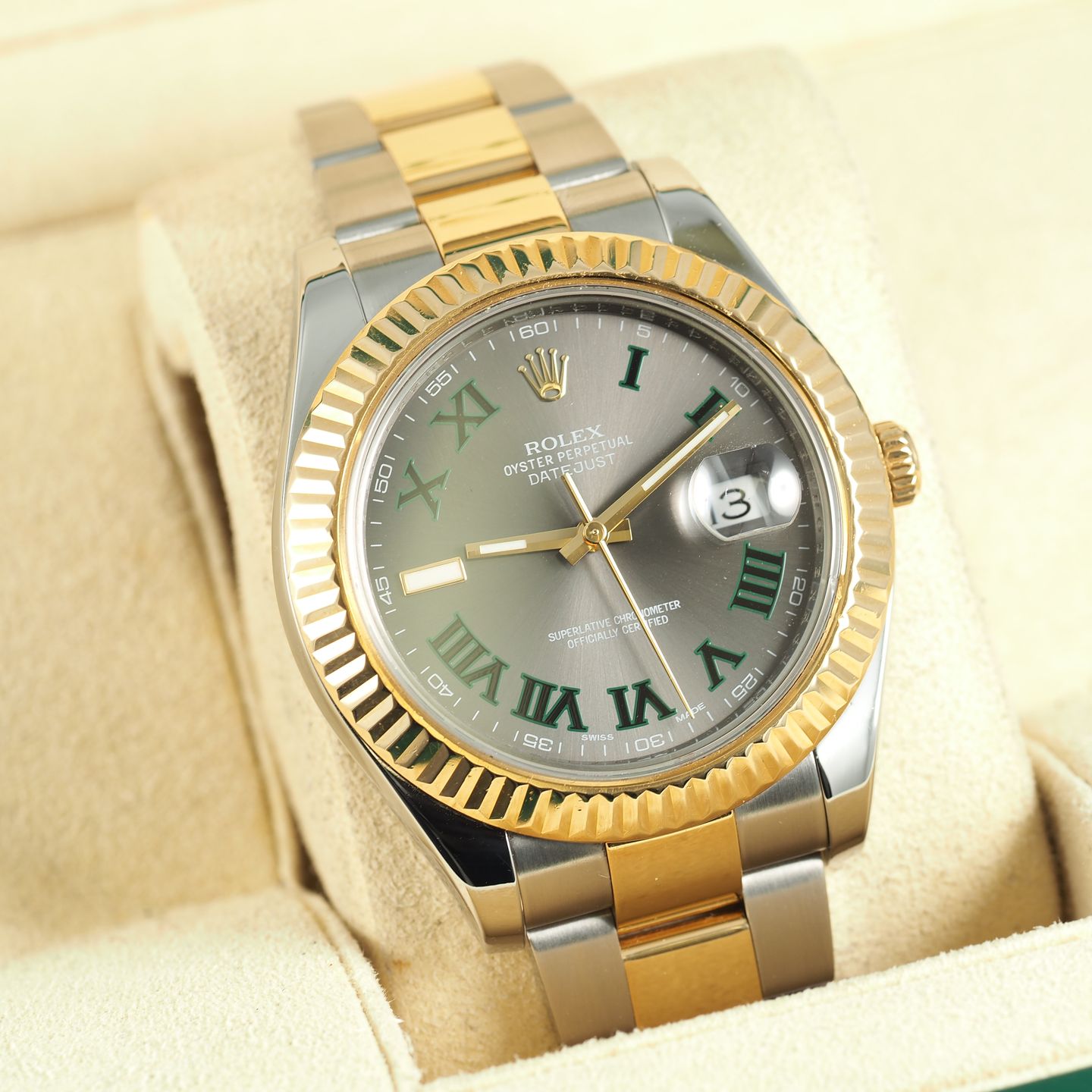 Rolex Datejust II 116333 (2013) - Grijs wijzerplaat 41mm Goud/Staal (1/8)