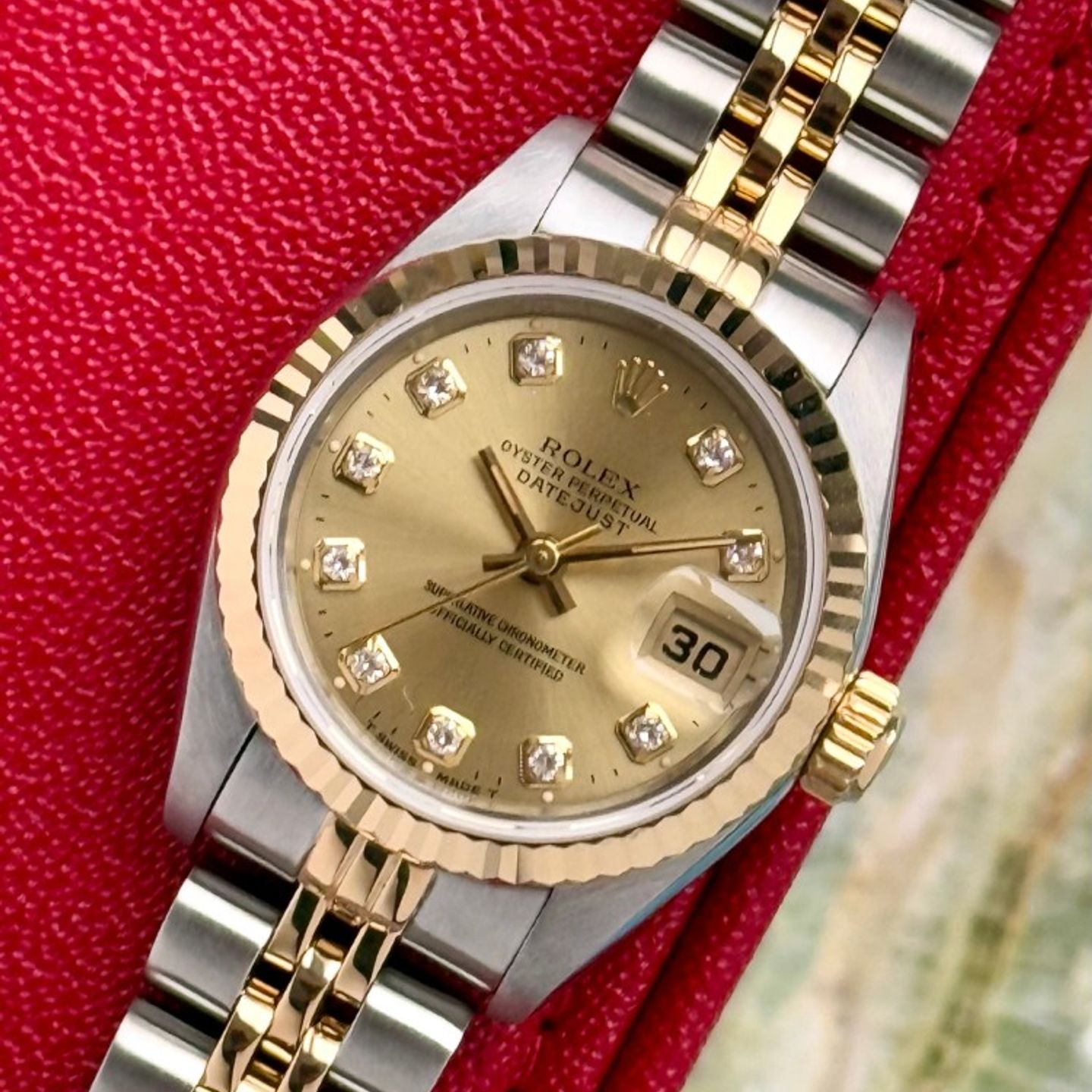 Rolex Lady-Datejust 69173 (1997) - Gold dial 26 mm Gold/Steel case (3/8)