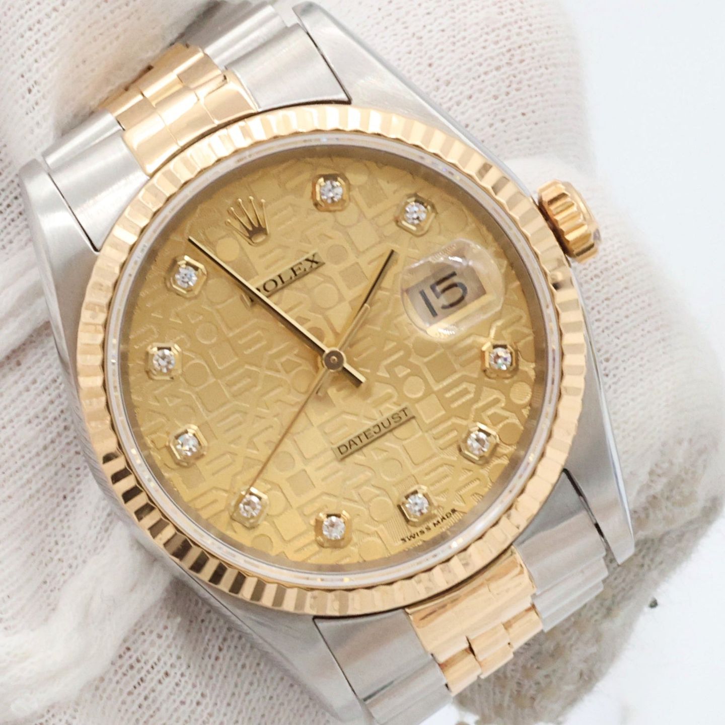 Rolex Datejust 36 16233 (Unknown (random serial)) - Champagne dial 36 mm Gold/Steel case (8/8)