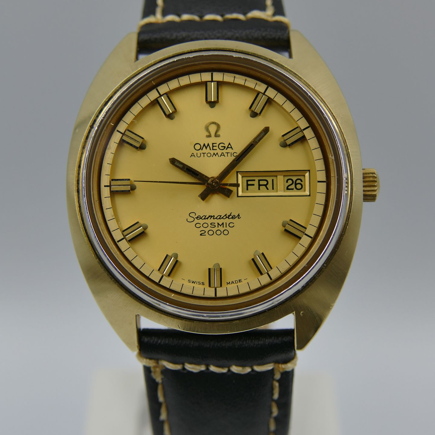 Omega Vintage Seamaster Cosmic 2000 ref. 166.131 automatic cal. 1022 gold cap vintage 70's (1972) - Goud wijzerplaat 38mm Goud/Staal (3/8)