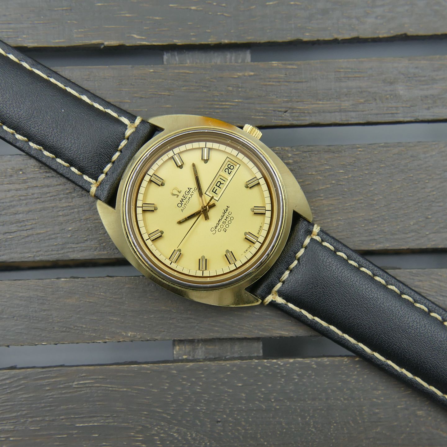 Omega Vintage Seamaster Cosmic 2000 ref. 166.131 automatic cal. 1022 gold cap vintage 70's - (2/8)