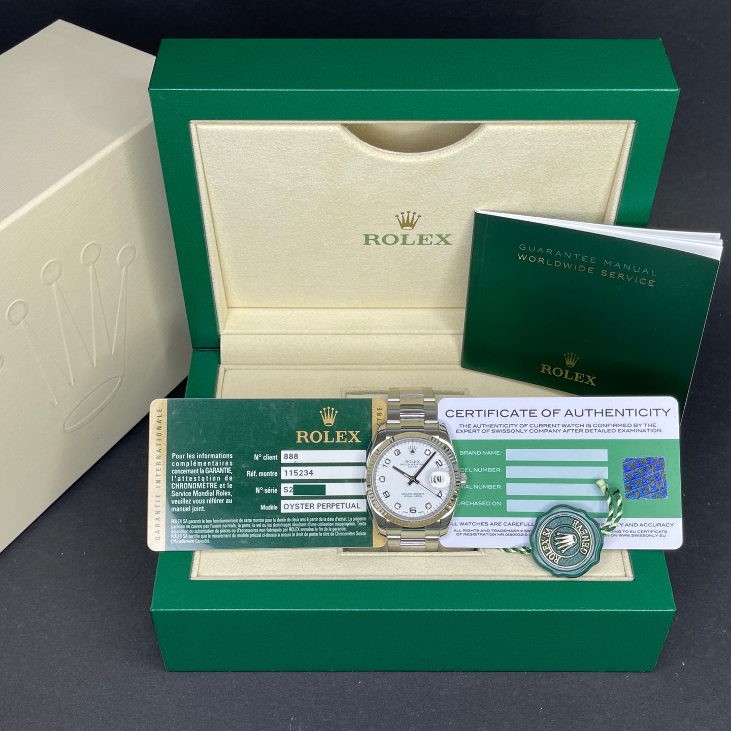 Rolex Oyster Perpetual Date 115234 (2015) - Wit wijzerplaat 34mm Staal (2/8)