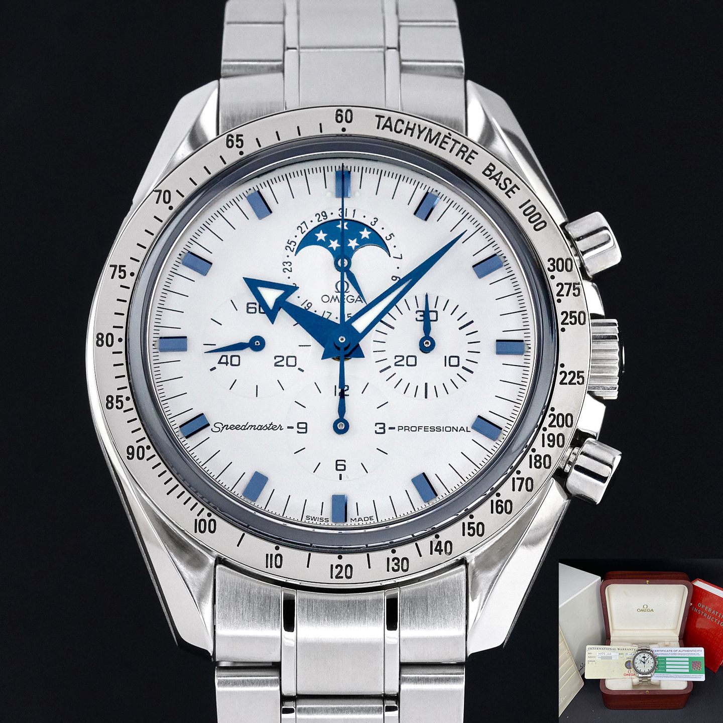 Omega Speedmaster Professional Moonwatch Moonphase 3575.20 (1999) - White dial 42 mm (1/7)