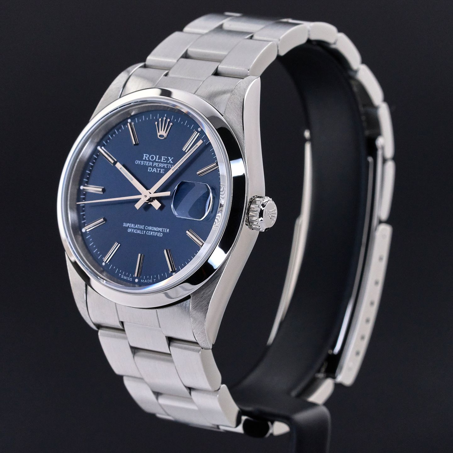 Rolex Oyster Perpetual Date 15200 (1996) - Blue dial 34 mm Steel case (4/8)