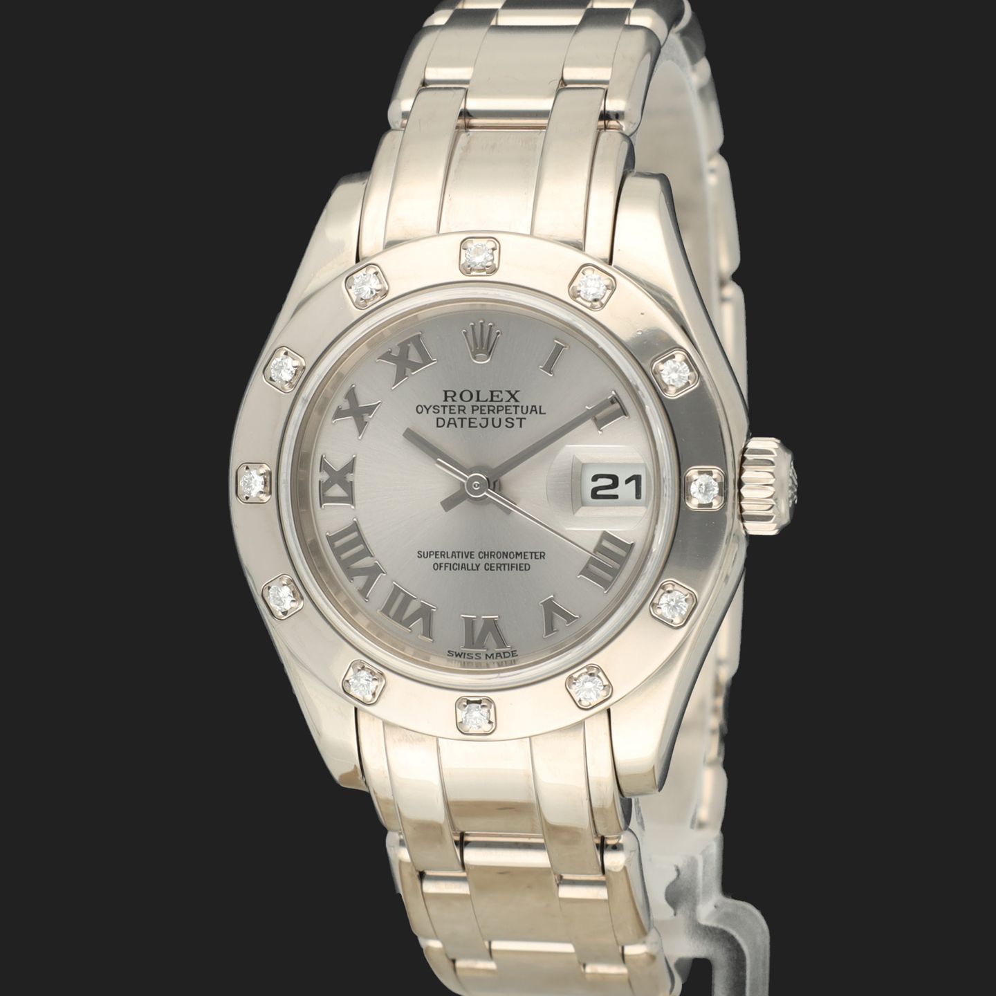 Rolex Lady-Datejust Pearlmaster 80319 (Unknown (random serial)) - Silver dial 29 mm White Gold case (1/8)